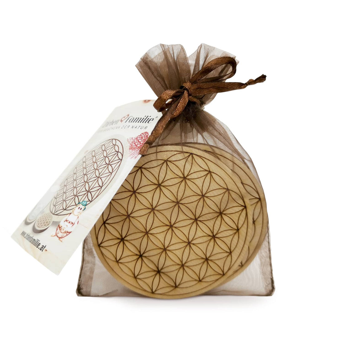 2er-Set Untersetzer ZirbenBlume | für Wasserkaraffe | Ø 80 mm | Zirbenholz