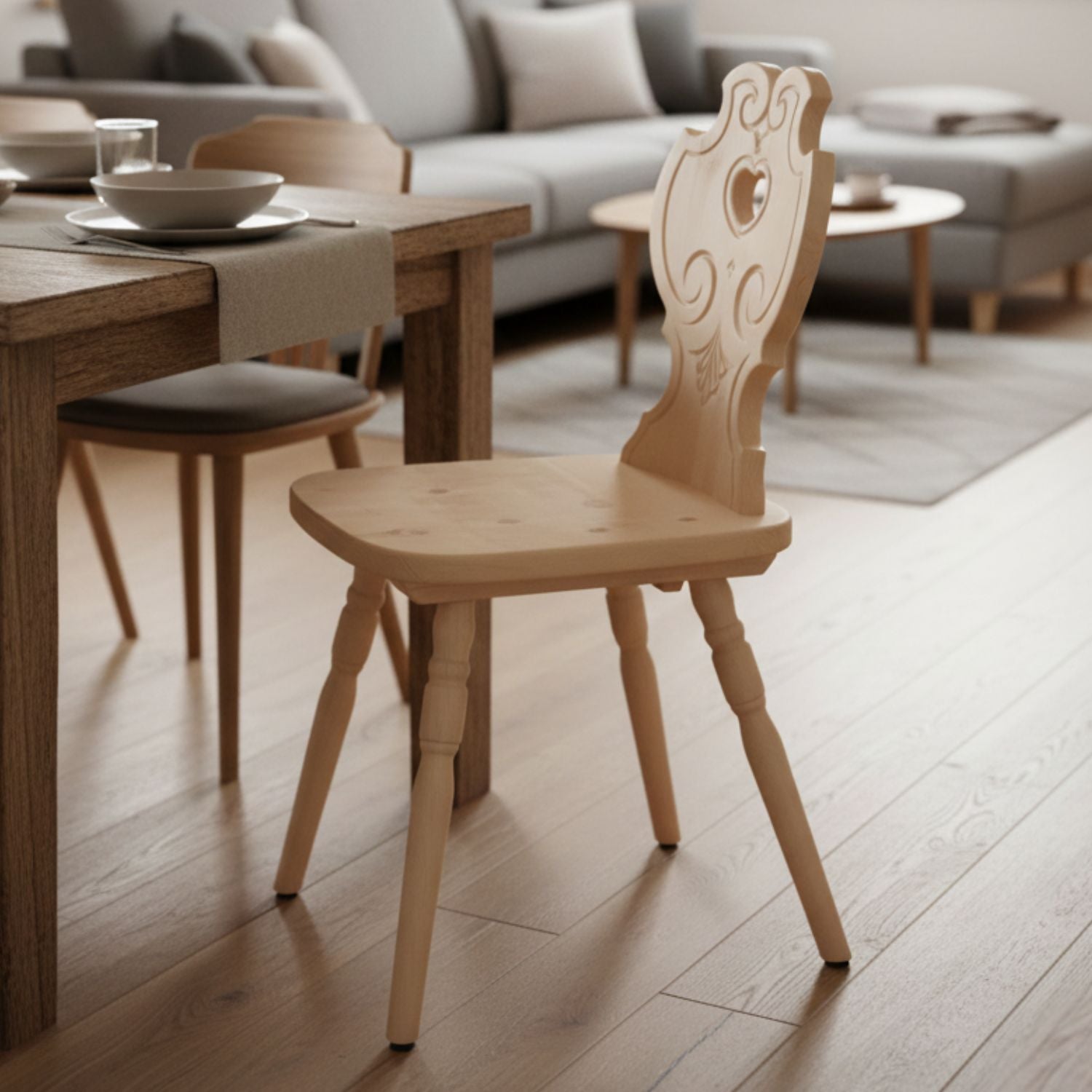 Bauernstuhl aus Zirbenholz I &