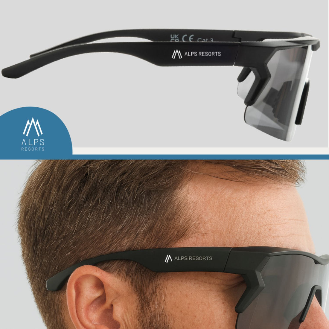 ALPS RESORTS Sportbrille | hochwertige polarisierte Gläser | UV 400 - Kat.3 | inkl. Reiseetui | aus recyceltem Material