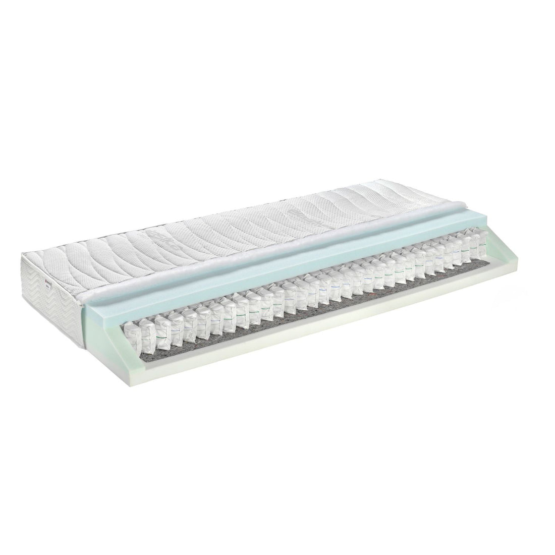 Taschenfederkermatratze ‘Opal’ | B 90 x L 200 cm | 7-Zonen | 480 Federn | wendbar für Härtegrad II oder III | Bezug abnehmbar und waschbar | allergikergeeignet