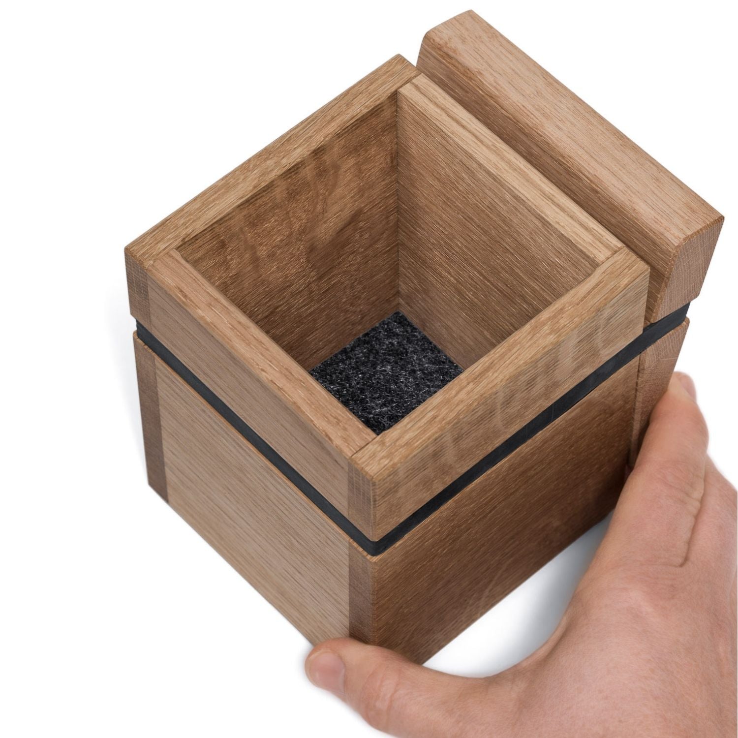Besteckhalter mit Klammer | Eiche, Silikonband, Violan Gleiter | B 10 x T 12 x H 12 cm | Made in Germany