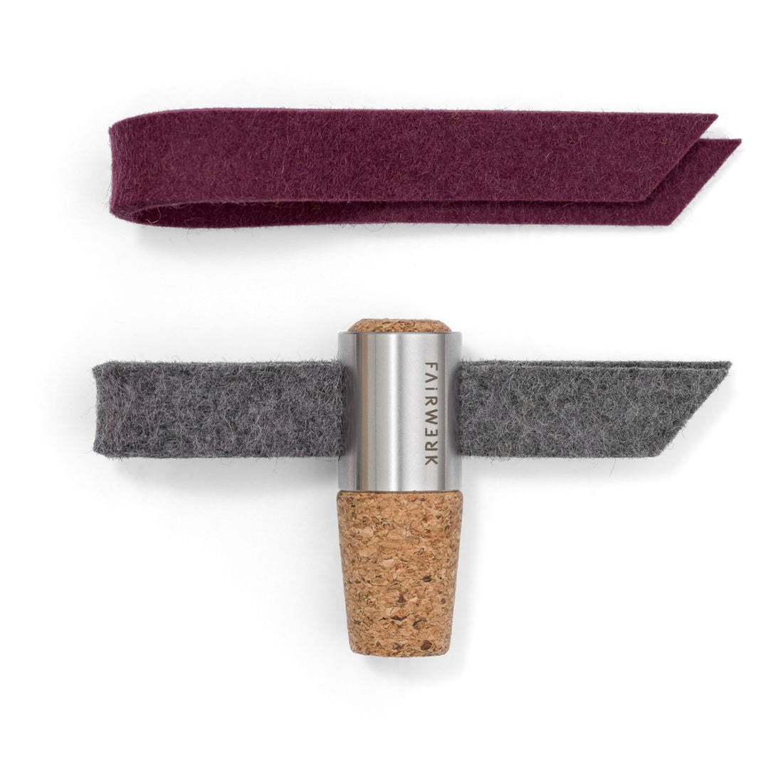 Weinstöpsel + 2 Tropfenfänger | Kork, Filz, Edelstahl | B 10 x H 5 cm | in verschiedenen Farben | Made in Germany