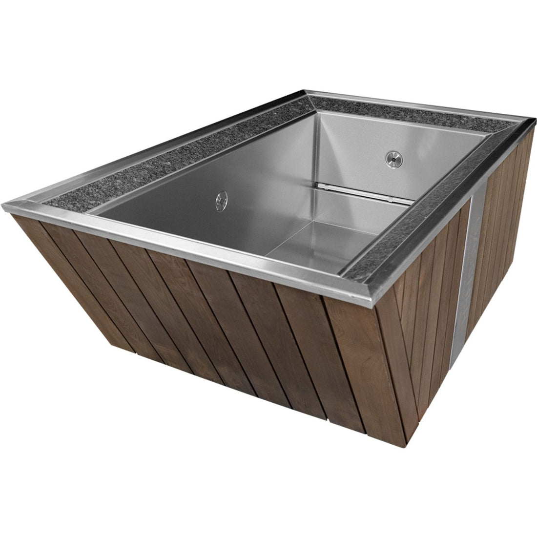 Wasserbecken ‘Ice Mirror Tub’ | Edelstahlpool und Wärmepumpe | von 0–40 °C | L 200 x B 116 x H 67 cm | Smart via App | Made in Austria