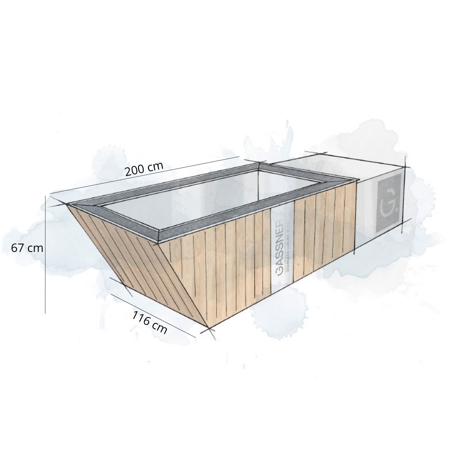 Wasserbecken ‘Ice Mirror Tub’ | Edelstahlpool und Wärmepumpe | von 0–40 °C | L 200 x B 116 x H 67 cm | Smart via App | Made in Austria