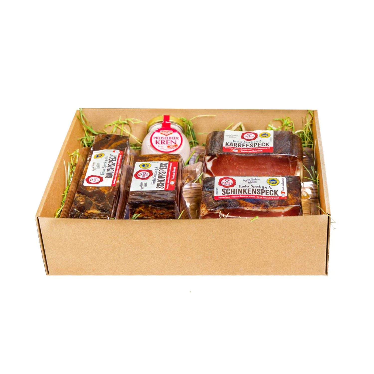 Speckkiste | 4 verschiedene Specksorten, Preiselbeerkren | 1400 g | im Geschenkskarton | Made in Austria