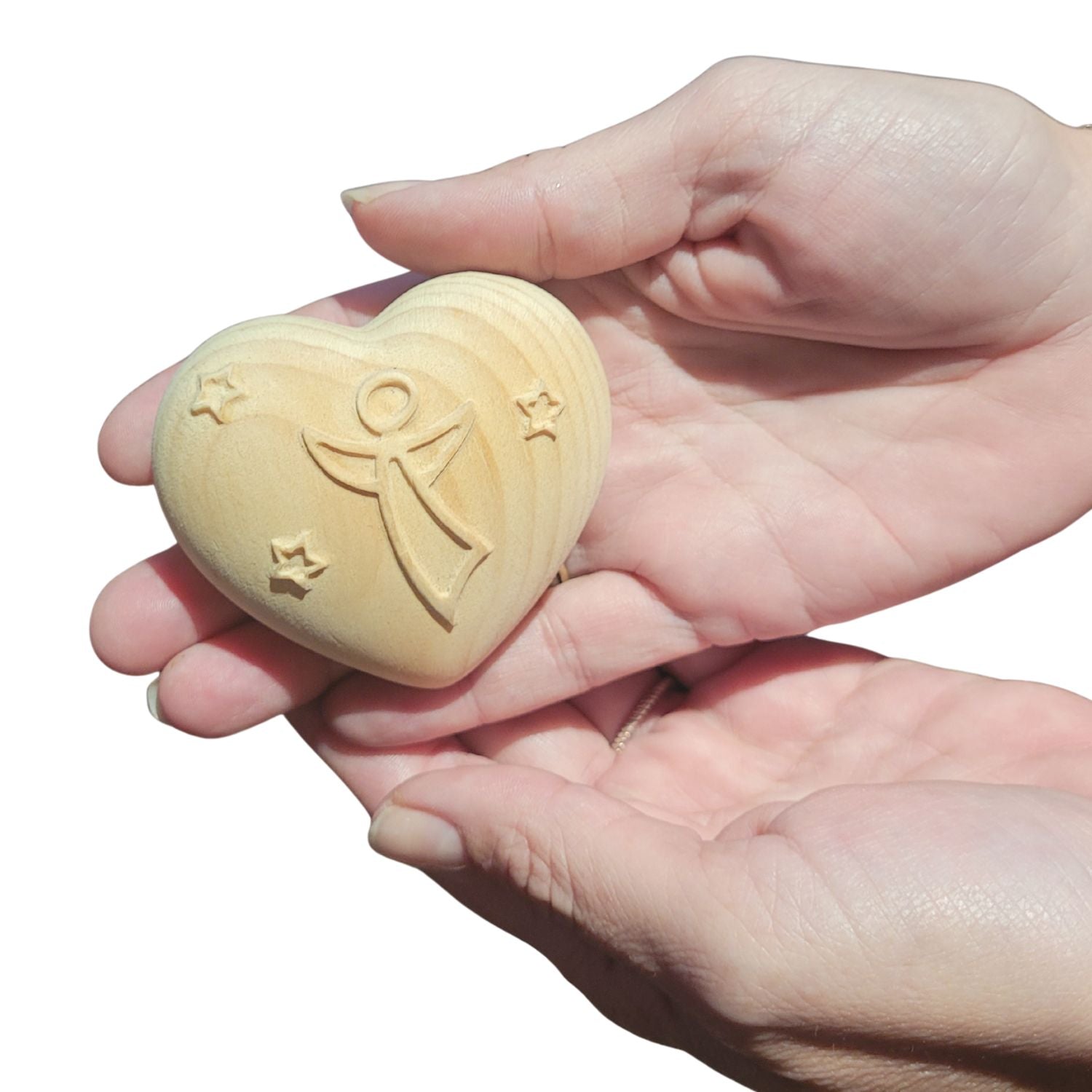 Herz mit Engel | Zirbenholz natur | Massivholz | in verschiedenen Größen | Made in Italy