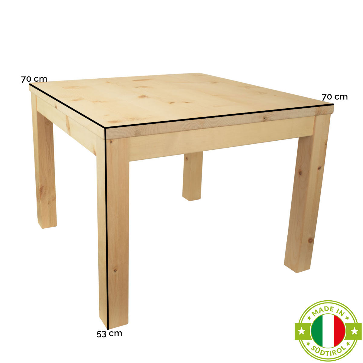 Kindersitzgruppe in Zirbenholz ‘Sweetheart’ | 1 Tisch und 4 Stühle | Made in Südtirol