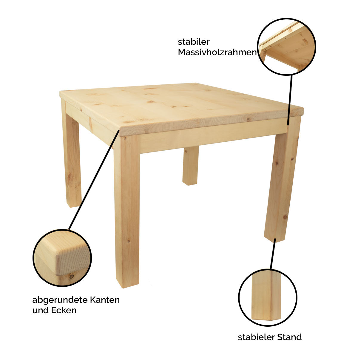 Kindersitzgruppe in Zirbenholz ‘Sweetheart’ | 1 Tisch und 4 Stühle | Made in Südtirol