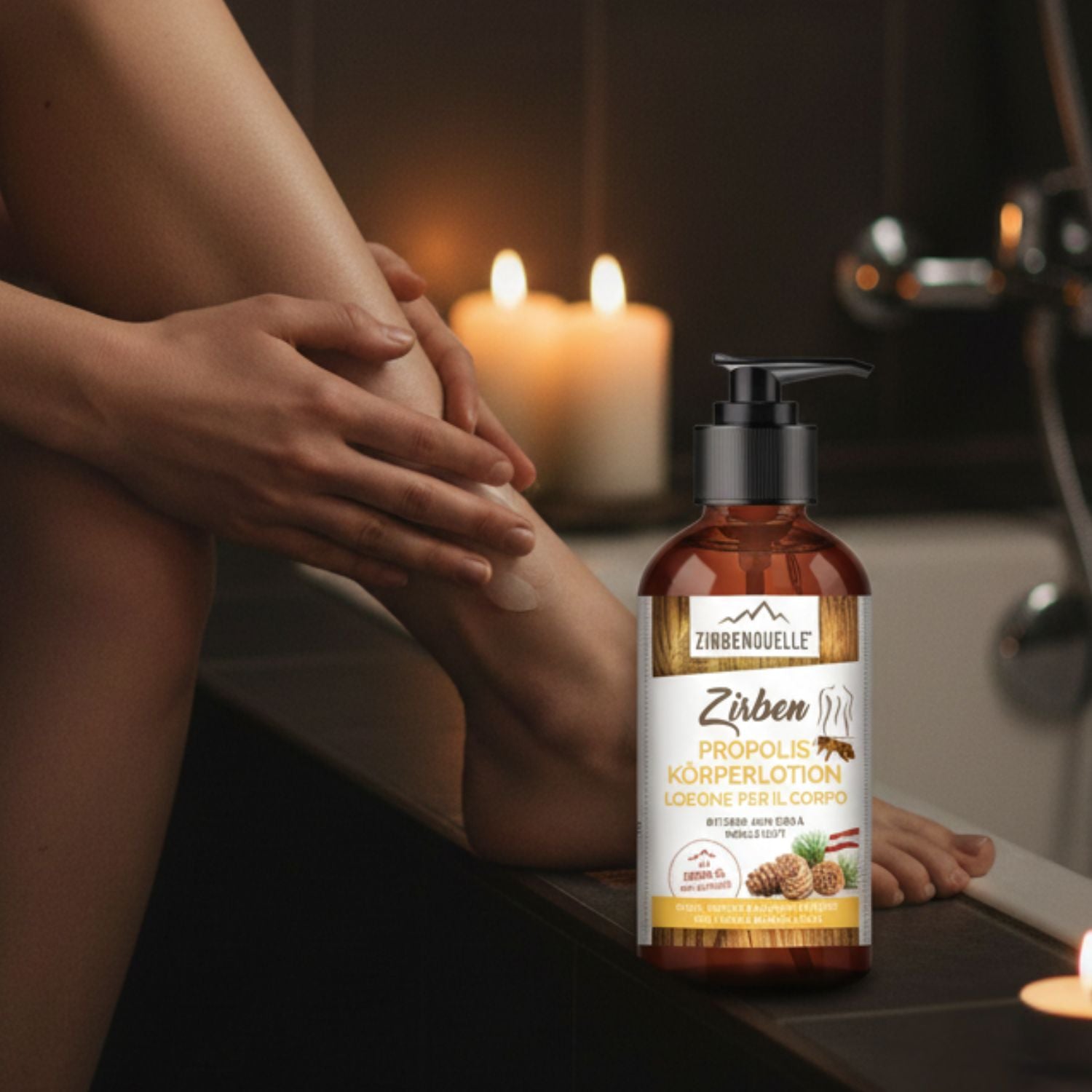 Zirben Propolis Körperlotion | 250 ml | Pumpflasche | mit Zirbe, Aloe Vera & Vanilleduft | Made in Austria