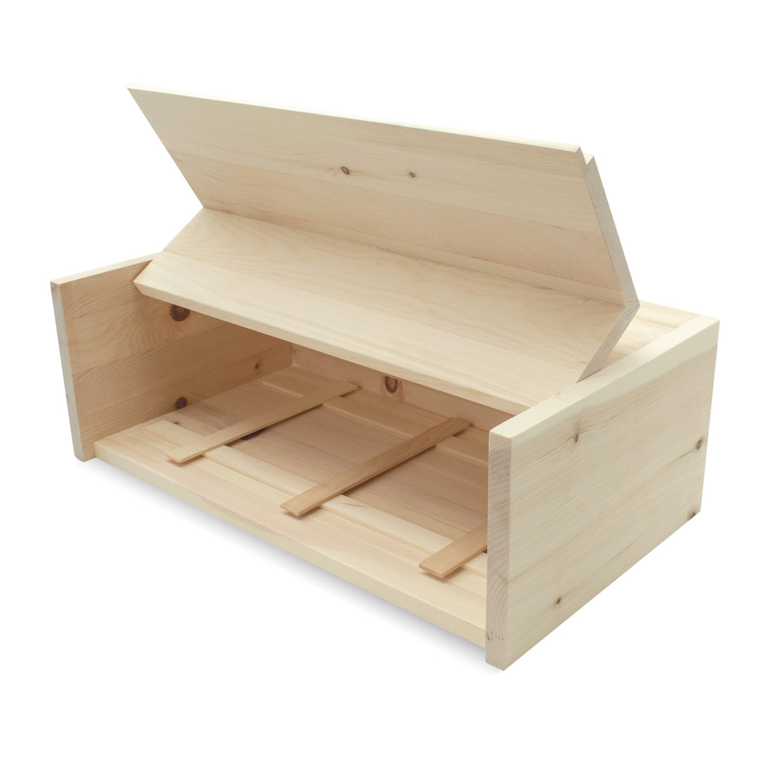 Brotkasten mit Klappe | inkl. Zirbenholz-Gitter | L 45 x B 16 x H 25 cm | 100% Zirbenholz | Echtes Handwerk