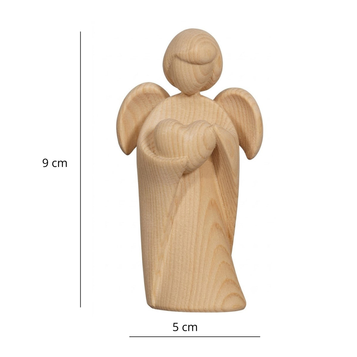 Klassischer Schutzengel aus Zirbenholz | 9 cm | Geschenk zur Taufe oder zu Weihnachten | Handwerk aus Südtirol