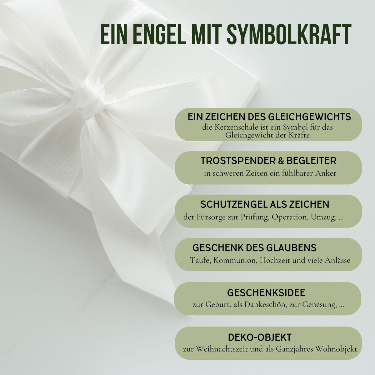 Klassischer Schutzengel aus Zirbenholz | 9 cm | Geschenk zur Taufe oder zu Weihnachten | Handwerk aus Südtirol