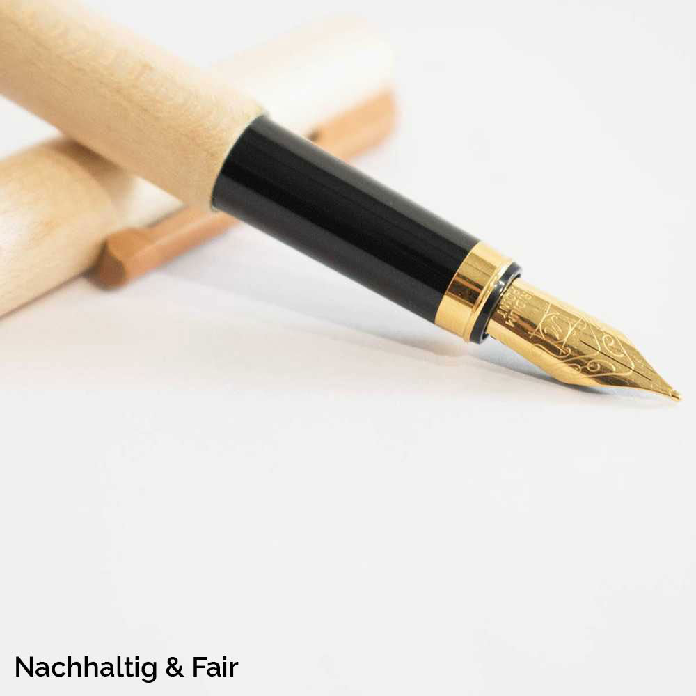 Füller Holz | mit Tintenkonverter | Federstärke M 0,9 mm | Birne, Kirsche oder Ahorn | nachhaltige Handarbeit aus Deutschland