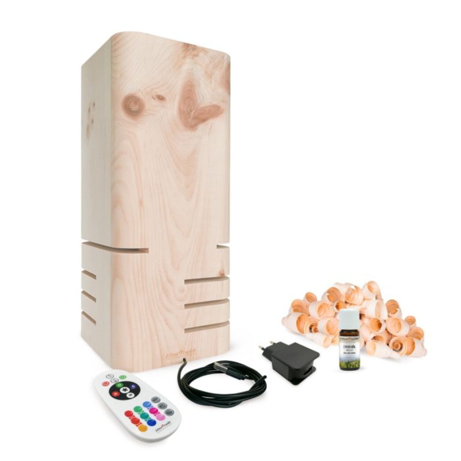 ZirbenRaumlüfter inkl. 10ml ZirbenÖl | L 14 x B 14 x H 34 cm | Made in Austria