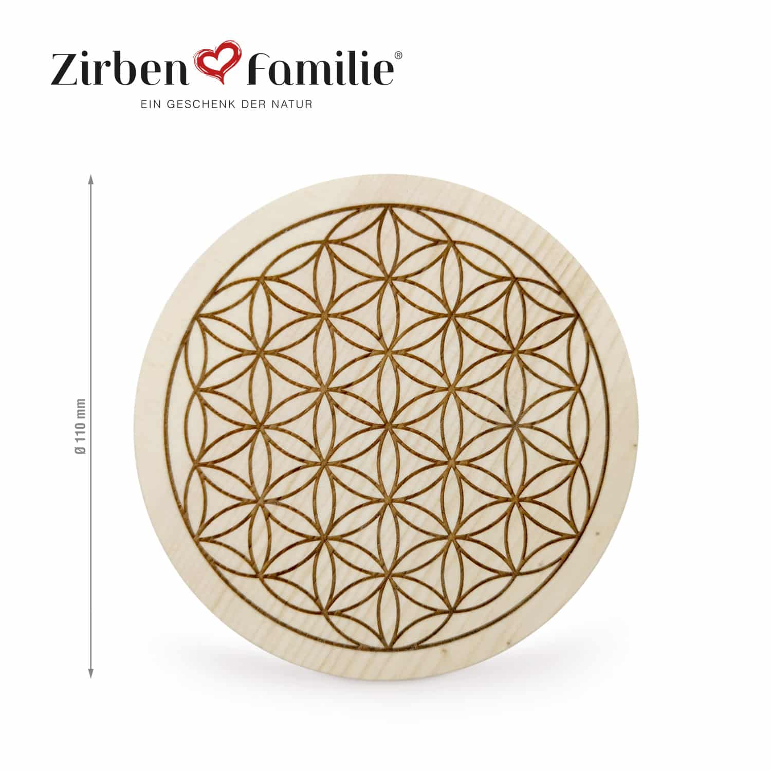Untersetzer ZirbenBlume | für Wasserkaraffe | Ø 110 mm | Zirbenholz