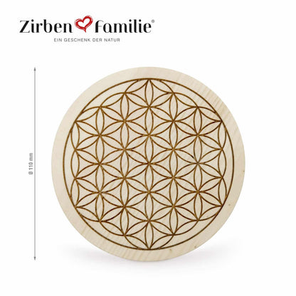 Untersetzer ZirbenBlume | für Wasserkaraffe | Ø 110 mm | Zirbenholz