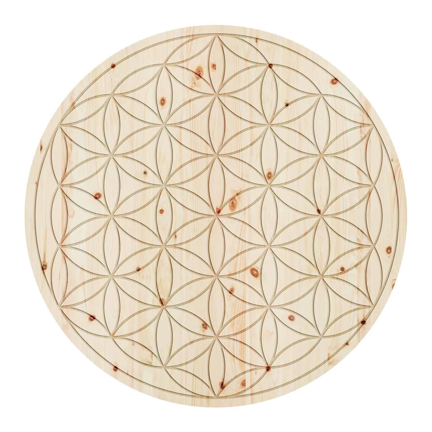 Wandbild ‘Zirbenblume des Lebens’ | aus Zirbenholz | Ø ca. 30 cm