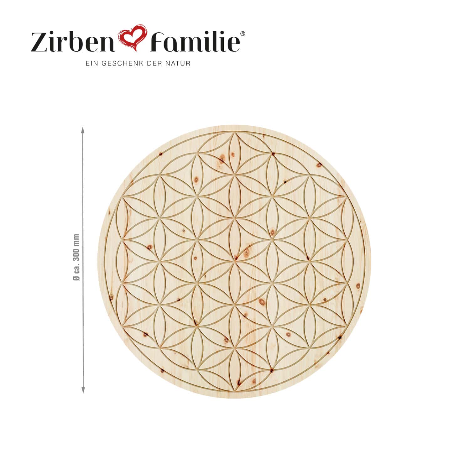 Wandbild ‘Zirbenblume des Lebens’ | aus Zirbenholz | Ø ca. 30 cm