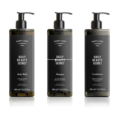 Guest Love | Body Wash | 480 ml | aus recyceltem Pet | Pumpe versiegelt | Made in Italy