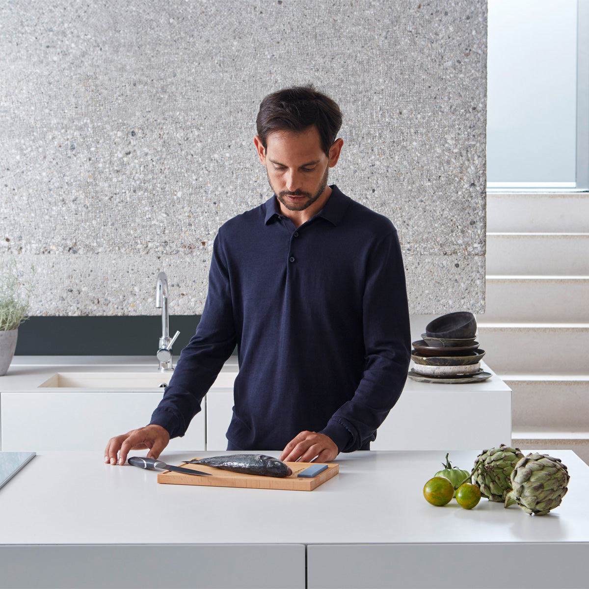 Hochwertiges Schinkenmesser aus Edelstahl 21 cm Klinge - mit ergonomischer Griff