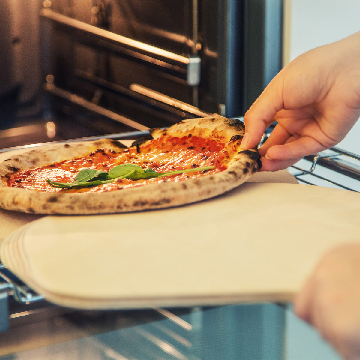 3-teilig Set - Pizzastein aus hochwertigem Cordierit mit Pizzaheber &amp; Grillhandschuh