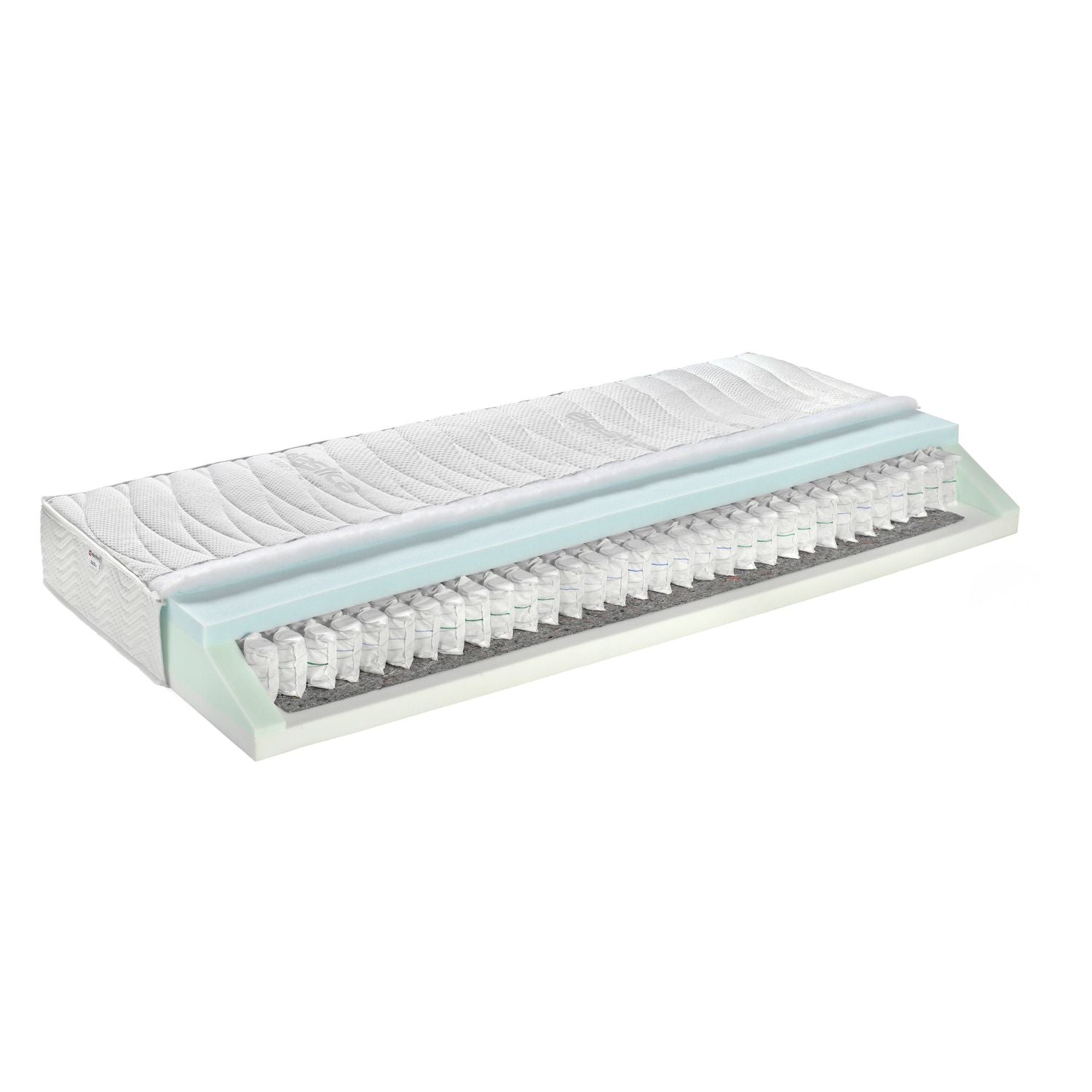 Taschenfederkermatratze ‘Opal’ | B 90 x L 200 cm | 7-Zonen | 480 Federn | wendbar für Härtegrad II oder III | Bezug abnehmbar und waschbar | allergikergeeignet