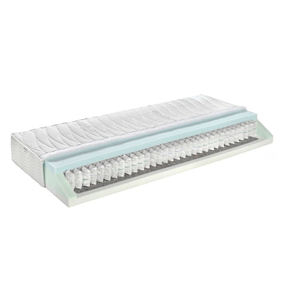 Taschenfederkermatratze ‘Opal’ | B 90 x L 200 cm | 7-Zonen | 480 Federn | wendbar für Härtegrad II oder III | Bezug abnehmbar und waschbar | allergikergeeignet