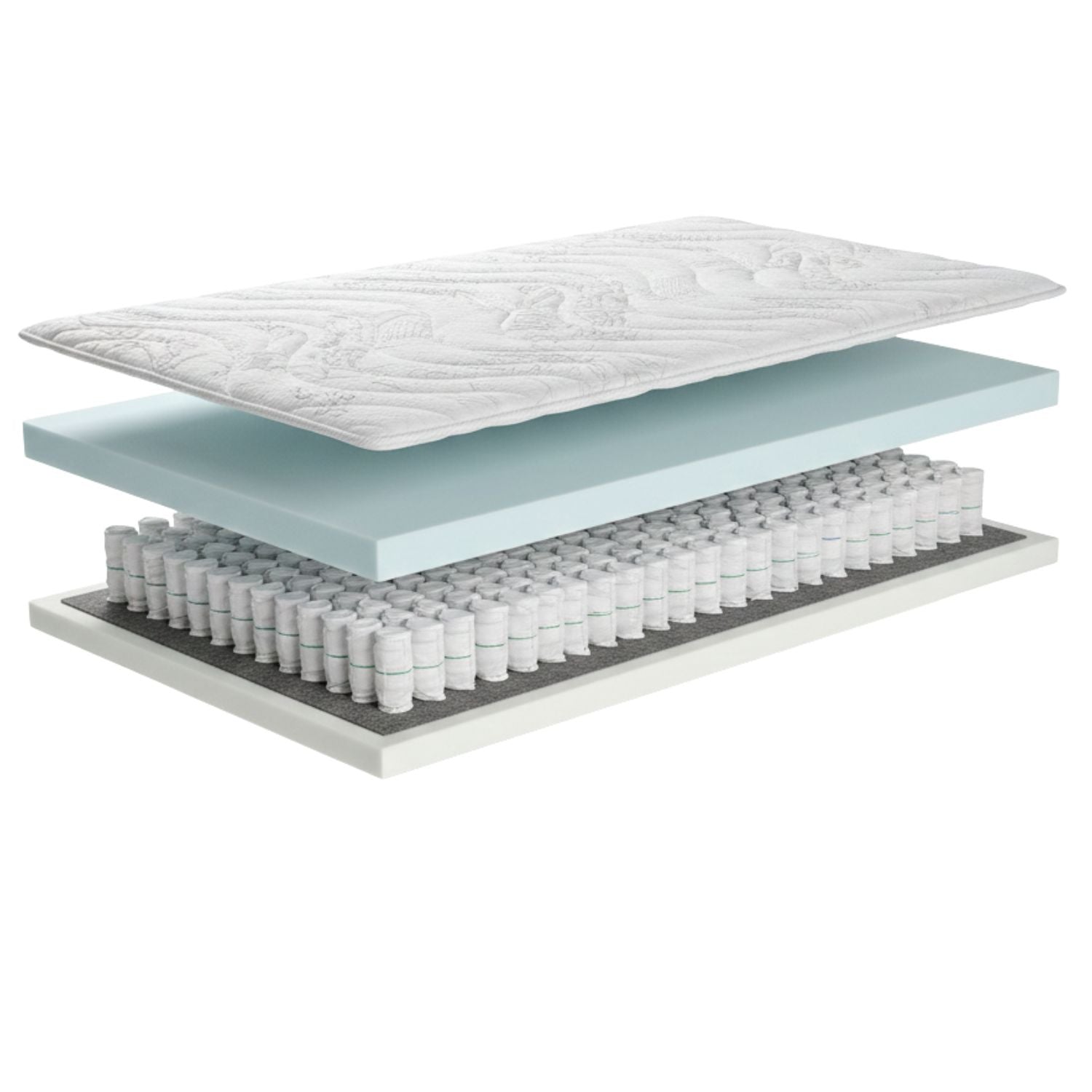 Taschenfederkermatratze ‘Opal’ | B 90 x L 200 cm | 7-Zonen | 480 Federn | wendbar für Härtegrad II oder III | Bezug abnehmbar und waschbar | allergikergeeignet