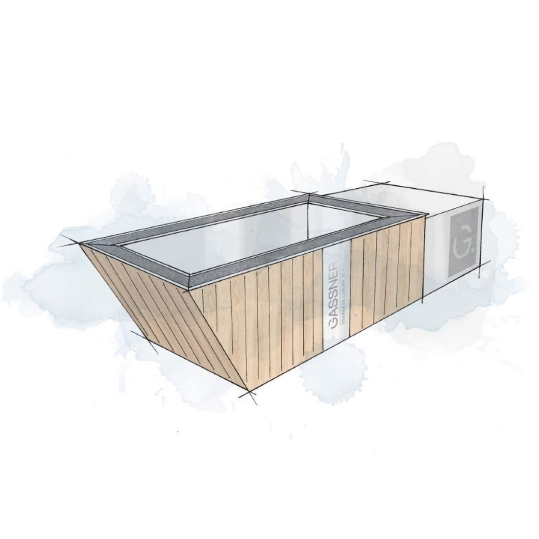 Wasserbecken ‘Ice Mirror Tub’ | Edelstahlpool und Wärmepumpe | von 0–40 °C | L 200 x B 116 x H 67 cm | Smart via App | Made in Austria