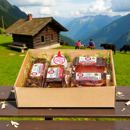 Speckkiste | 4 verschiedene Specksorten, Preiselbeerkren | 1400 g | im Geschenkskarton | Made in Austria