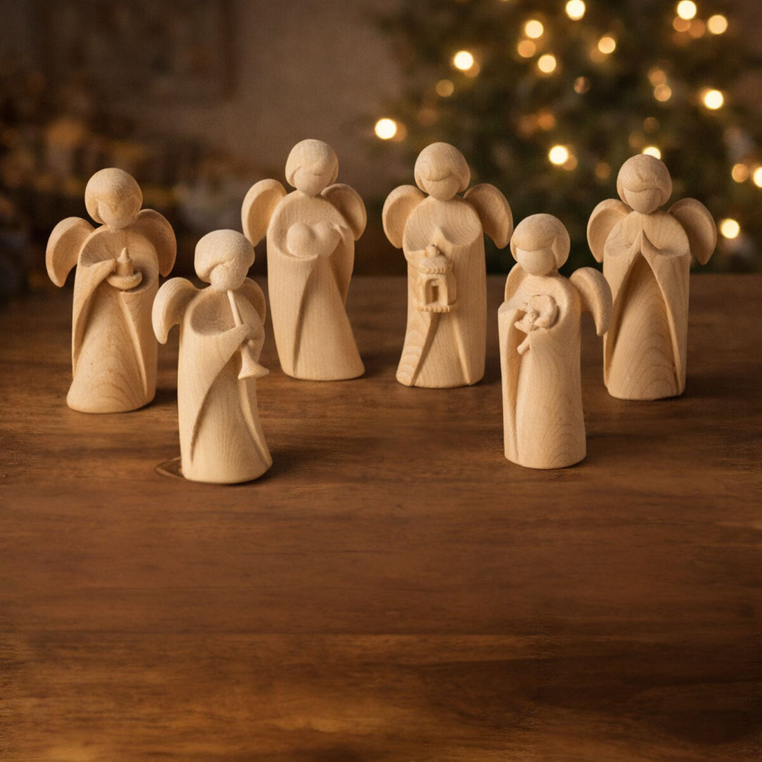 Klassischer Schutzengel aus Zirbenholz | 9 cm | Geschenk zur Taufe oder zu Weihnachten | Handwerk aus Südtirol