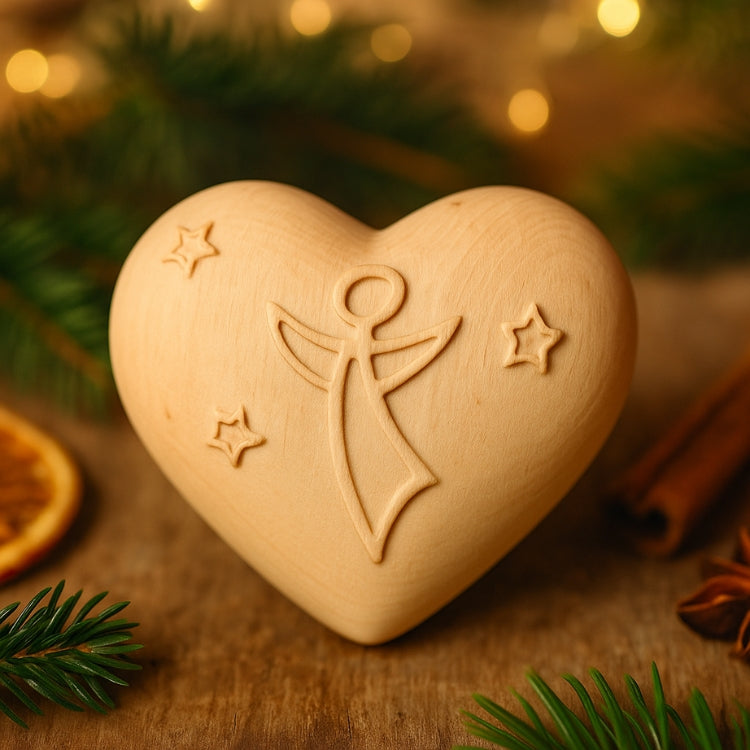 Herz mit Engel | Zirbenholz natur | Massivholz | in verschiedenen Größen | Made in Italy