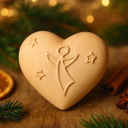Herz mit Engel | Zirbenholz natur | Massivholz | in verschiedenen Größen | Made in Italy