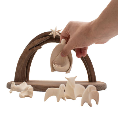 Komplettset Krippe ‘Heilige Nacht’ | 8-teilig | in verschiedenen Größen | minimalistisch &amp; edel | Made in Südtirol