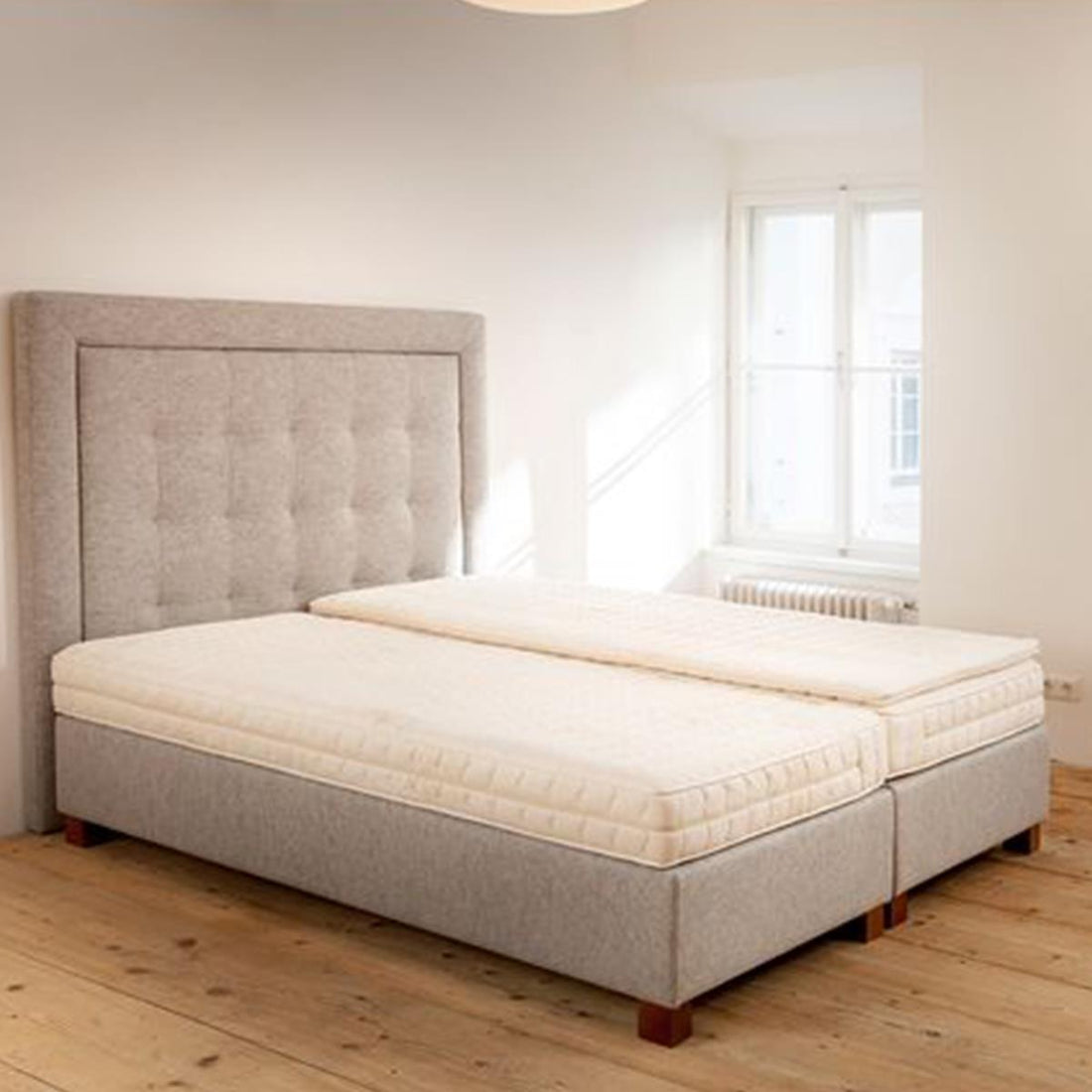 Topper mit Naturlatex für Boxspringbett aus natürlichen Rohstoffen | Bezug aus 100 % Baumwolle