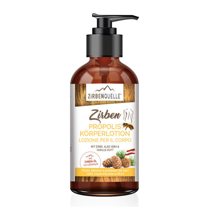 Zirben Propolis Körperlotion | 250 ml | Pumpflasche | mit Zirbe, Aloe Vera &amp; Vanilleduft | Made in Austria
