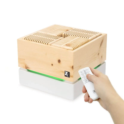 ZirbenLüfter CUBE II für 40 m² | Verdunstungsbehälter Keramik 1,5 l | elektr. Antrieb |  LED Beleuchtung