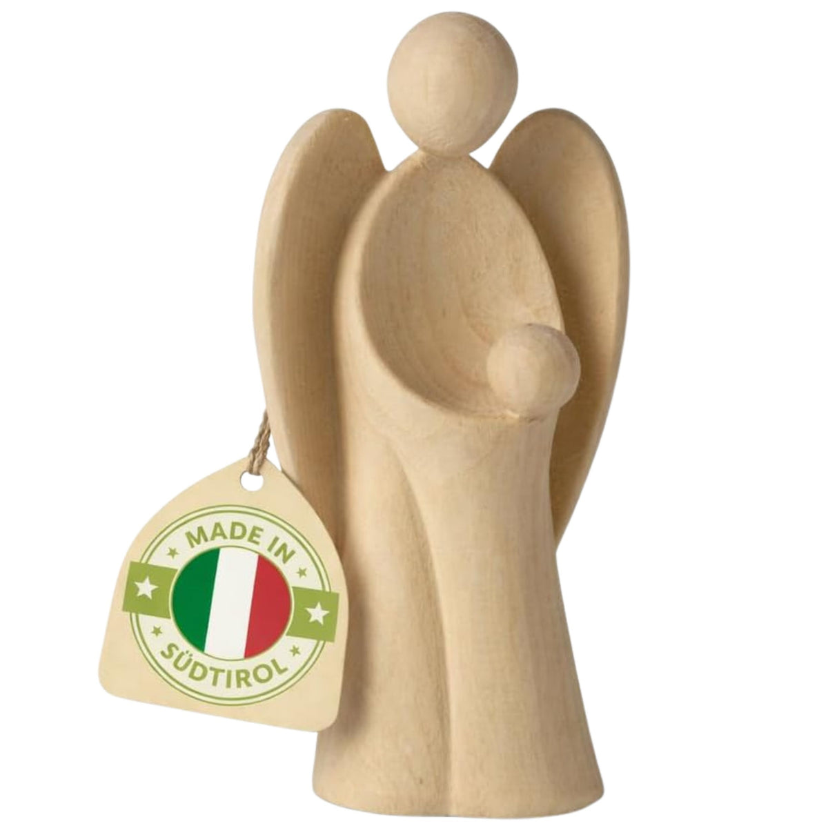 Moderner Schutzengel aus Zirbenholz Mädchen oder Bub | Geschenk zur Taufe oder zu Weihnachten | Handwerk aus Südtirol