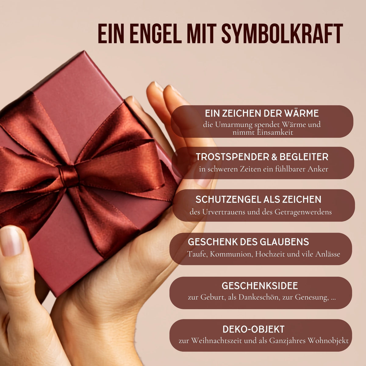 Moderner Schutzengel aus Zirbenholz Mädchen oder Bub | Geschenk zur Taufe oder zu Weihnachten | Handwerk aus Südtirol