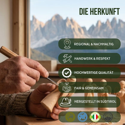 Moderner Schutzengel aus Zirbenholz Mädchen oder Bub | Geschenk zur Taufe oder zu Weihnachten | Handwerk aus Südtirol