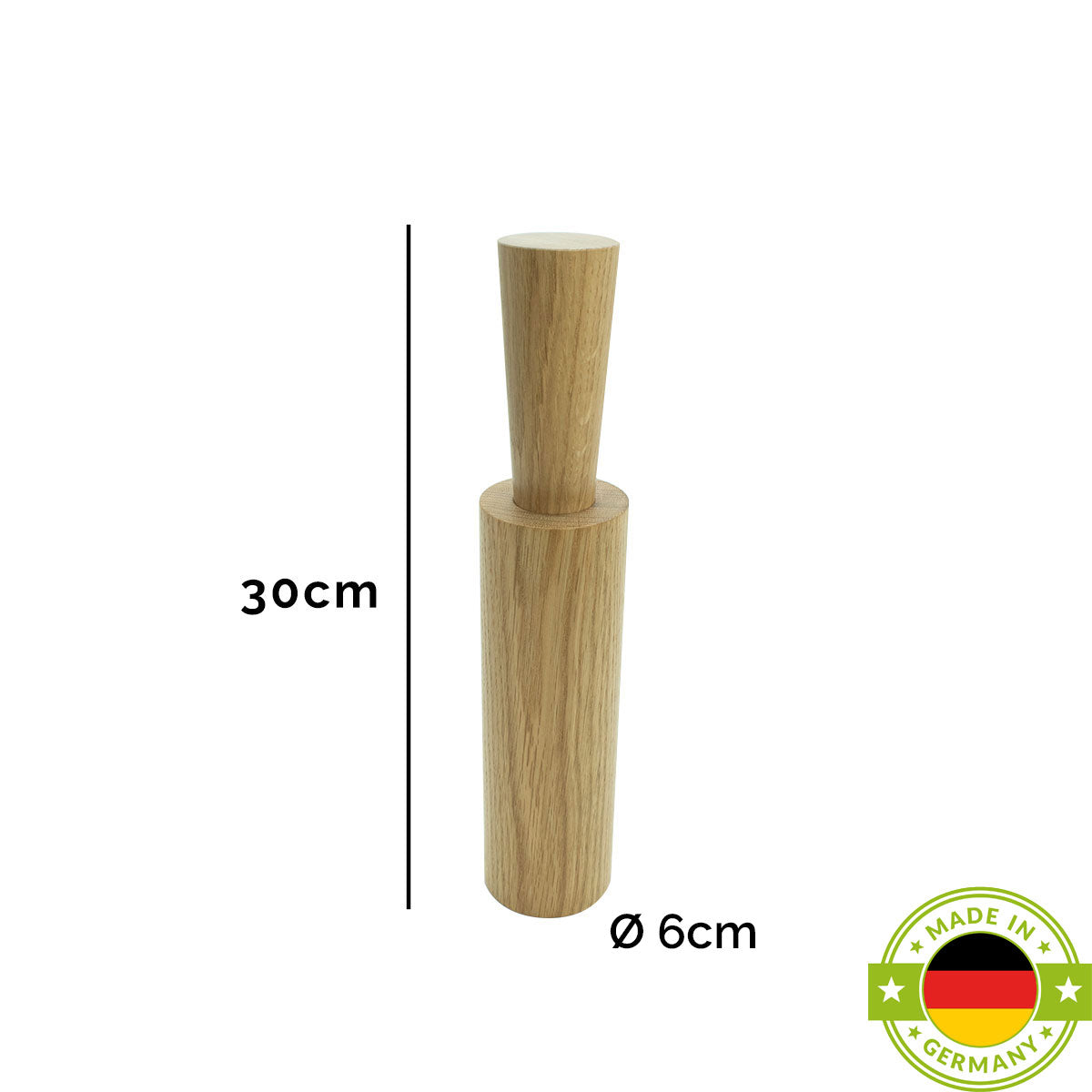 Salz- oder Pfeffermühle mit Porzelanmahlwerk | hoch | in verschiedenen Holzarten | mit Magnetkappe | DM 6 x H 29 cm