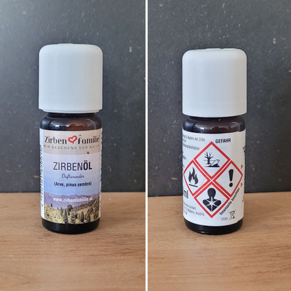 Zirbenöl | 10ml | Galsfläschchen mit Sicherheitsverschluss | reinstes ätherisches Öl | Made in Austria