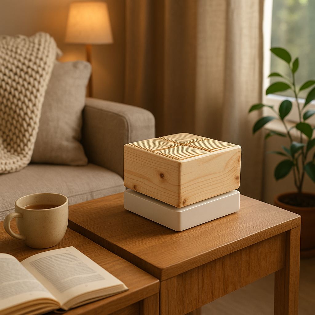 ZirbenLüfter CUBE II für 40 m² | Verdunstungsbehälter Keramik 1,5 l | elektr. Antrieb |  LED Beleuchtung