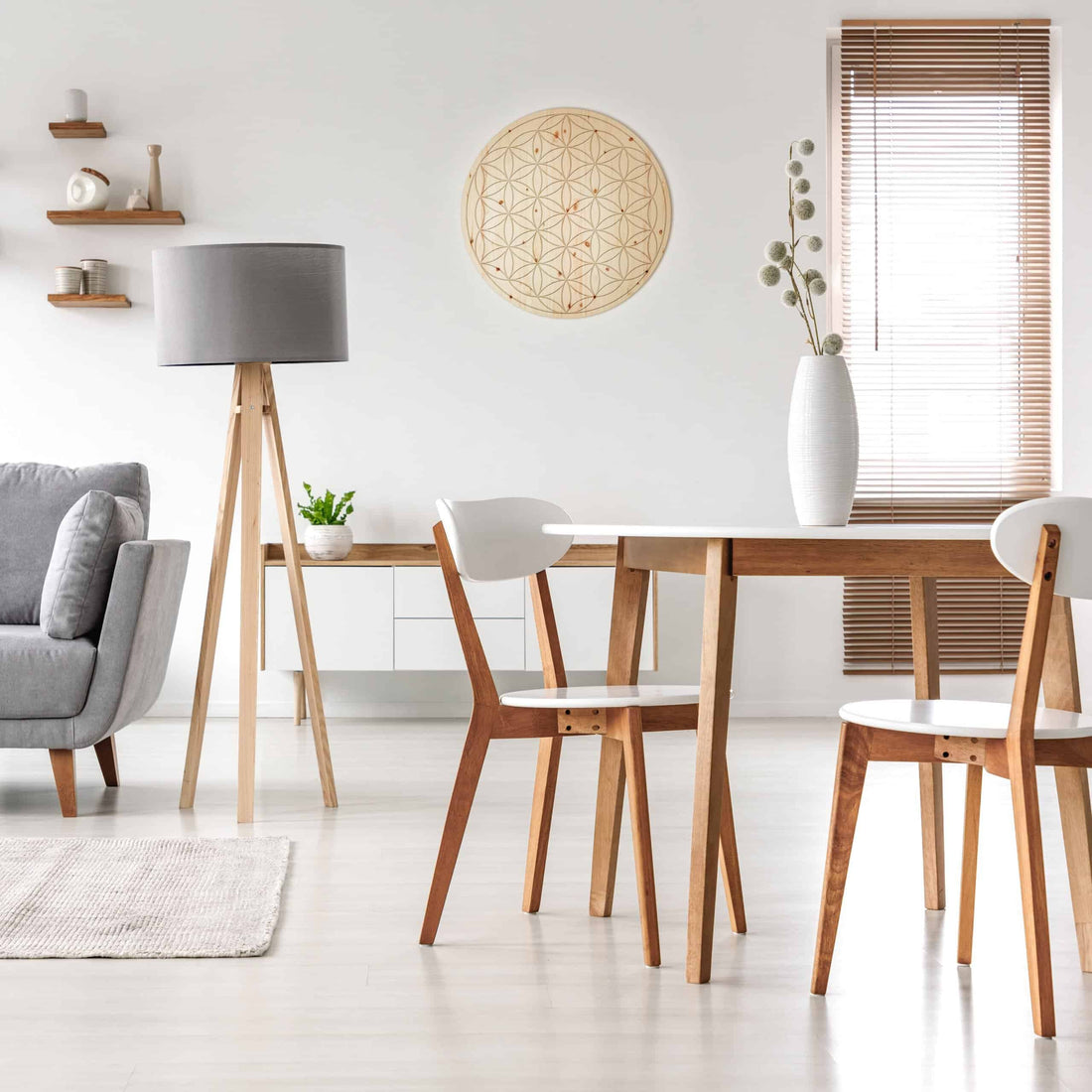 Wandbild ‘Zirbenblume des Lebens’ | aus Zirbenholz | Ø ca. 30 cm